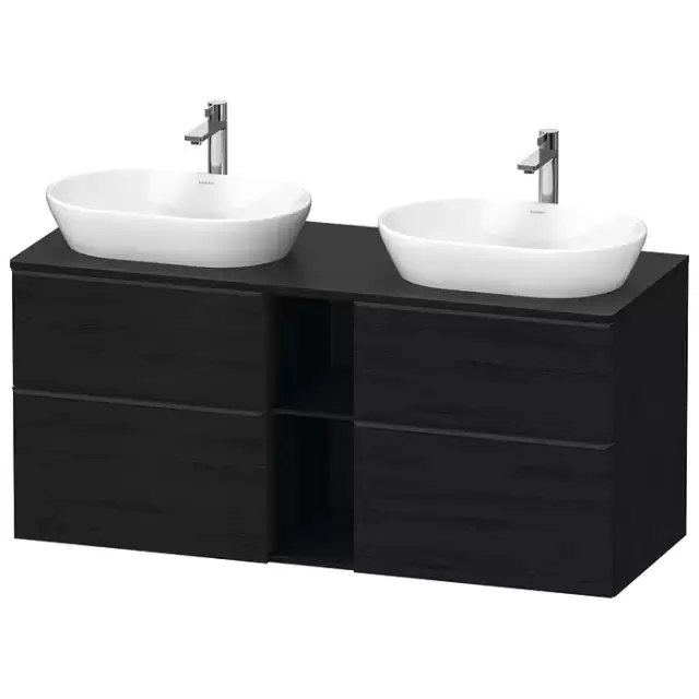 Duravit D-Neo Тумбочка подвесная 64.4x140x55 см, 2 раковины, 2 ящика, цвет: Black Oak