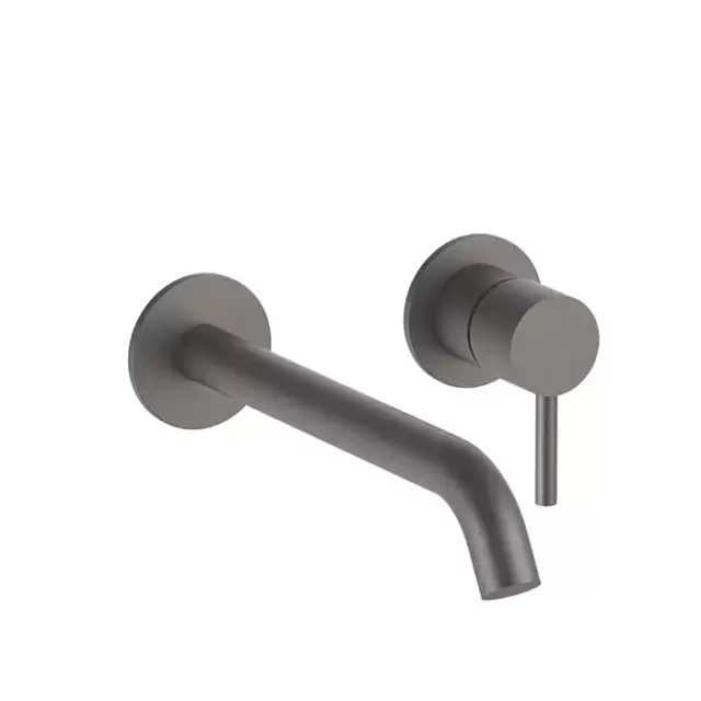 Fantini Nostromo Смеситель для раковины, встраиваемый, на 2 отв, без донного клапана, излив 200мм (наружняя часть), цвет: Matt Gun Metal PVD