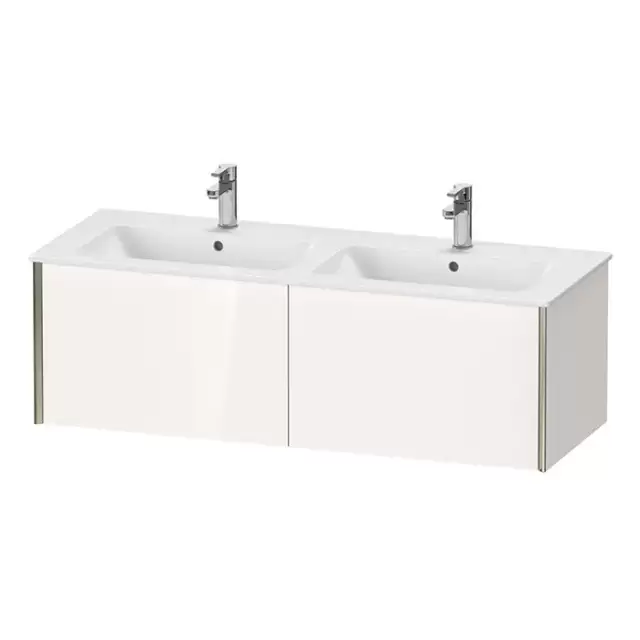 Duravit XViu Тумба подвесная 128x48x40см, с двойной раковиной, 2 ящика, цвет: белый глянцевый/champagne matt