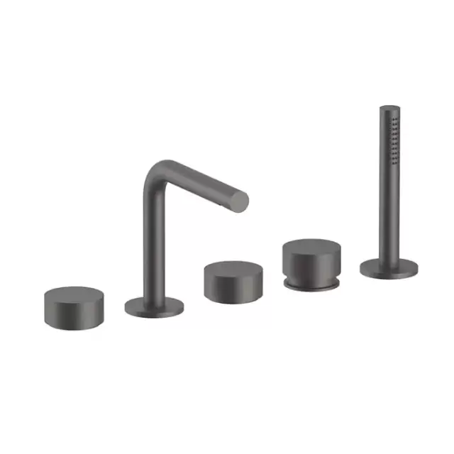 Fantini AF/21 Набортный смеситель для ванны, 5 отв., излив: 155 мм, цвет: Matt Gun Metal PVD