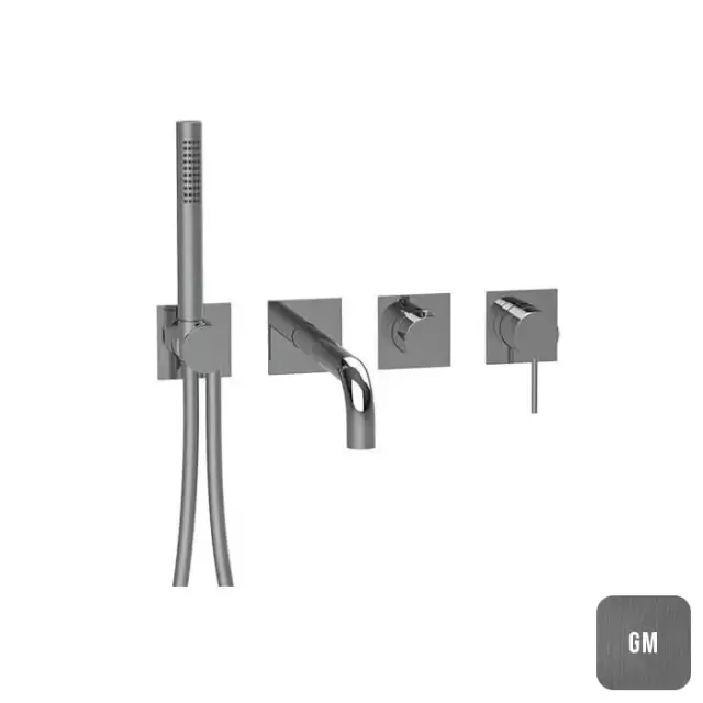 Almar Modular Смеситель для ванны, настенный, с ручным душем, цвет: Gun Metal Brushed PVD