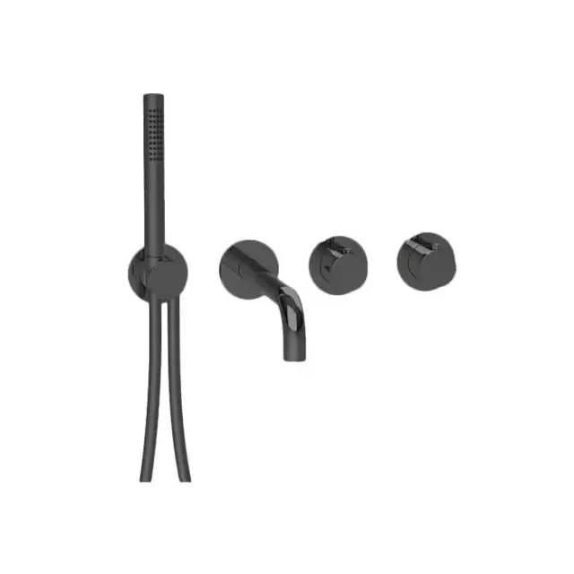 Almar Modular Смеситель для ванны, настенный, термостатический, с изливом и ручным душем, цвет: Black Absolute Brushed PVD