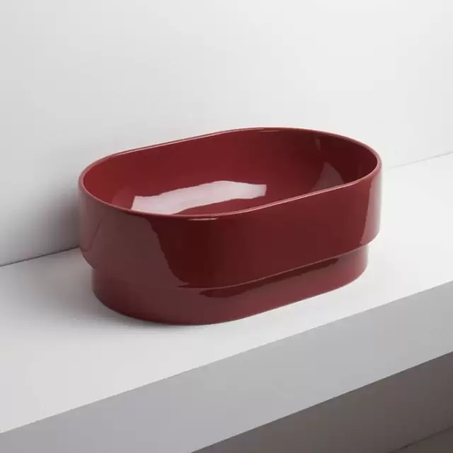 Simas Po-mo Раковина 56x37xh19см., полувстраеваемая сверху без отв., без перелива, цвет: RUBINO