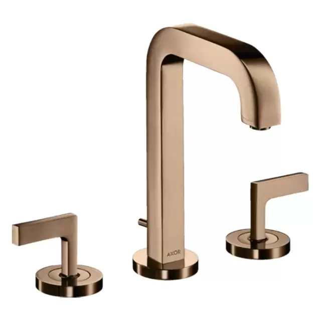 Axor Citterio Смеситель для раковины 170, на 3 отв., ручка: рычаг, с донным клапаном, цвет: полированное красное золото