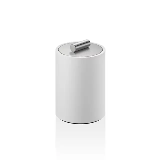 Decor Walther Stone DMD S Баночка универсальная 11x8см, с крышкой, настольная, цвет: белый / сталь матовая