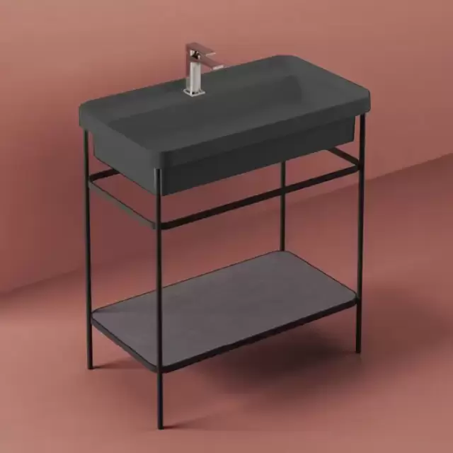 Artceram Fuori Scala Металическая структура 40x57хh83см с раковиной на 1 отв. напольная, цвет: черный матовый