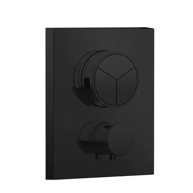 Almar Core Смеситель для душа, встраиваемый, термостатический, с кнопочным управлением для 3-х потребителей, цвет: черный глянцевый PVD