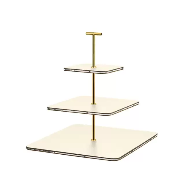 ADJ Сервировочная стойка 30x30xH35см., ручка "Т", цвет: панна котта/фурнитура золото