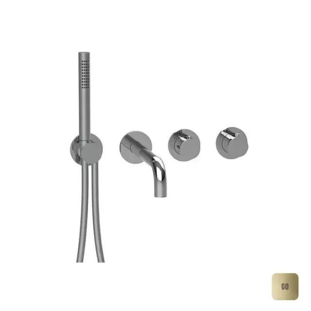 Almar Modular Смеситель для ванны, настенный, термостатический, цвет: Gold Polished PVD