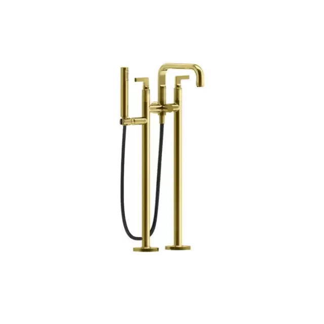 Gessi Inciso Смеситель для ванны, напольный, с ручным душем, цвет: золото
