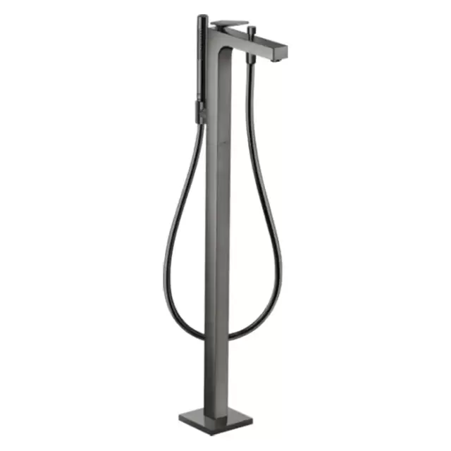 Axor Citterio Смеситель для ванны, напольный, с ручным душем, текстура, цвет: полированный черный хром