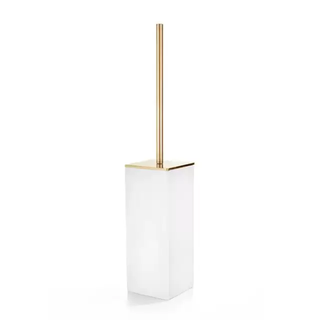 3SC Mood White Туалетный ёршик, напольный, композит Solid Surface, цвет: белый матовый/золото 24к.