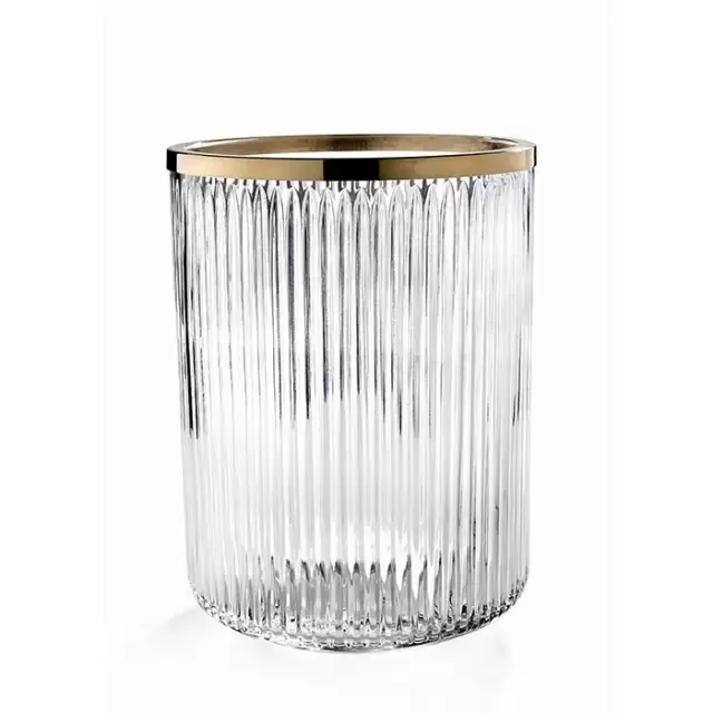3SC Elegance Ведро, без крышки, 20хh28х20 см, цвет: прозрачный хрусталь/золото 24к. opaco