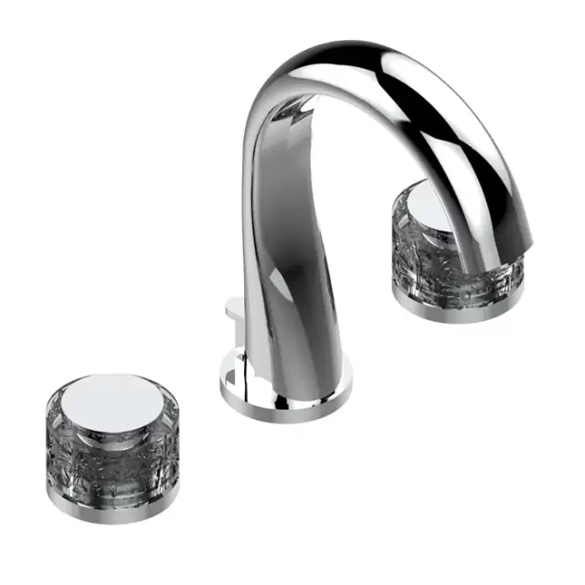 THG Paradise Смеситель для раковины, 3 отв., с донным клапаном, цвет: хром/хрусталь