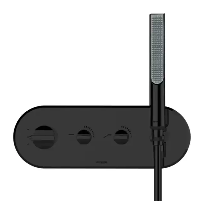 Bossini Apice Смеситель термостатический, на 2 выхода, с ручной душем и шлангом Cromolux 150см, цвет: черный матовый