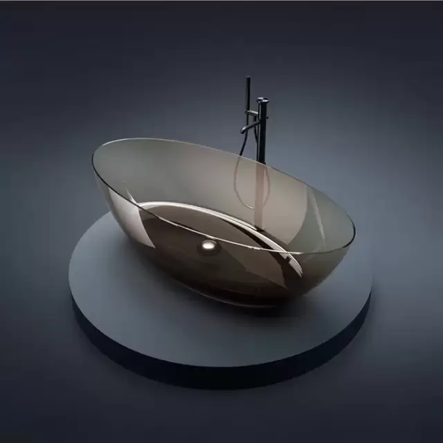 Gruppo Treesse Camelia Ванна 180х85х50см., отдельностоящая, без перелива, сифон, цвет: SMOKEY TRANSPARENT RESIN