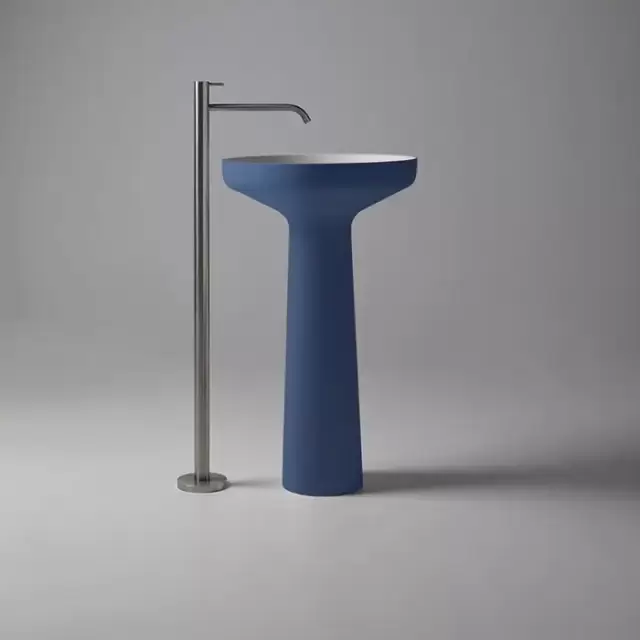 Antonio Lupi Ago Раковина 50х85 см, без отв., напольная, слив в пол, с сифоном, гибким шлангом и донным клапан, Flumood, внешний цвет: Mirtillo, внутри белый