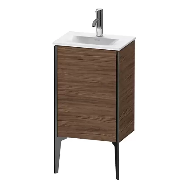 Duravit XViu Тумба подвесная 43x31x59.1см, с раковиной, 1 дверь, (петли справа), цвет: walnut dark/черный матовый