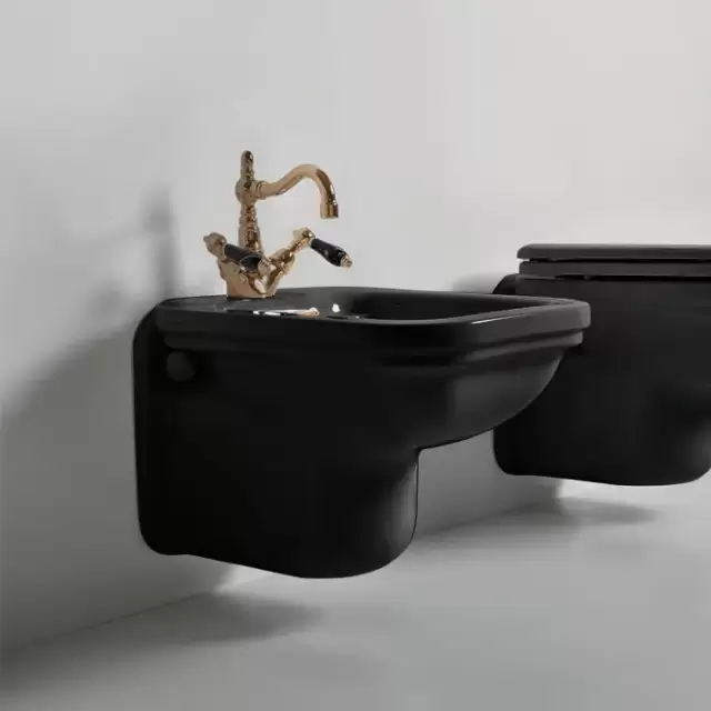 Kerasan Waldorf Биде подвесное с 1 отв. под смеситель 55х37см, цвет: черный/бронза