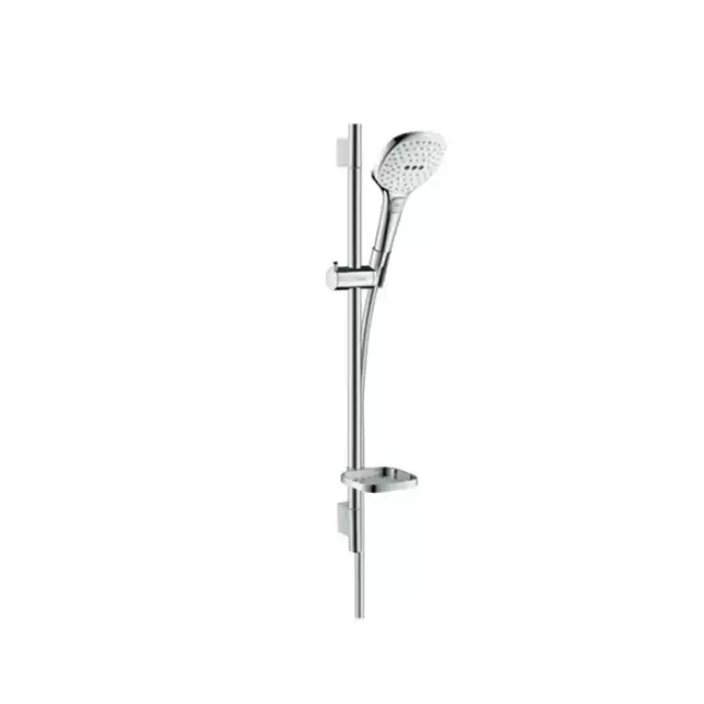 Hansgrohe Raindance Select E Душевой набор: штанга 65см., ручной душ 120, 3jet (Rain, RainAir, WhirlAir), EcoSmart, мыльница, шланг, цвет: белый/хром
