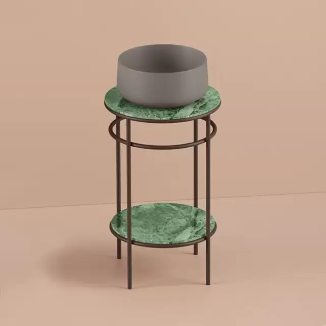 Artceram Vogue Металлическая структура &Oslash;44хh72,5см, напольная,  с раковиной, с мраморной столешницей и полочкой, цвет: moka/tortora