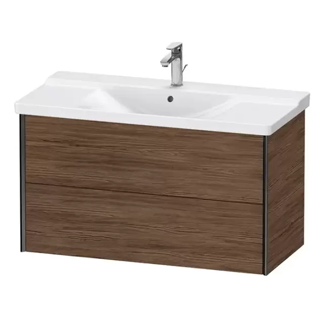 Duravit XViu Тумба подвесная 101x46.9x56.5см, с раковиной, 2 ящика, цвет: walnut dark/черный матовый