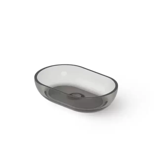 Dea Design Washbasins Раковина 58х38х14см., накладная, без отв., Glasstech, прозрачная смола, цвет: Smoky Black R4