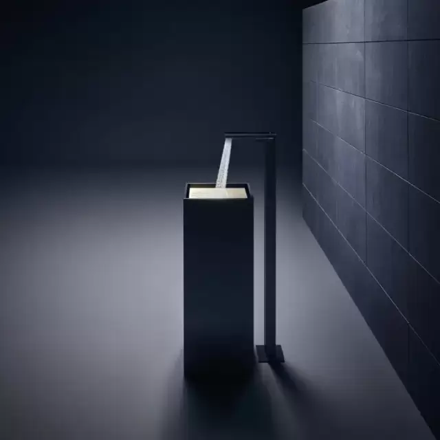 Axor MyEdition Смеситель для раковины, напольный, на 1 отв., излив 245мм, с донным клапаном, внешняя часть, цвет: хром/черное стекло