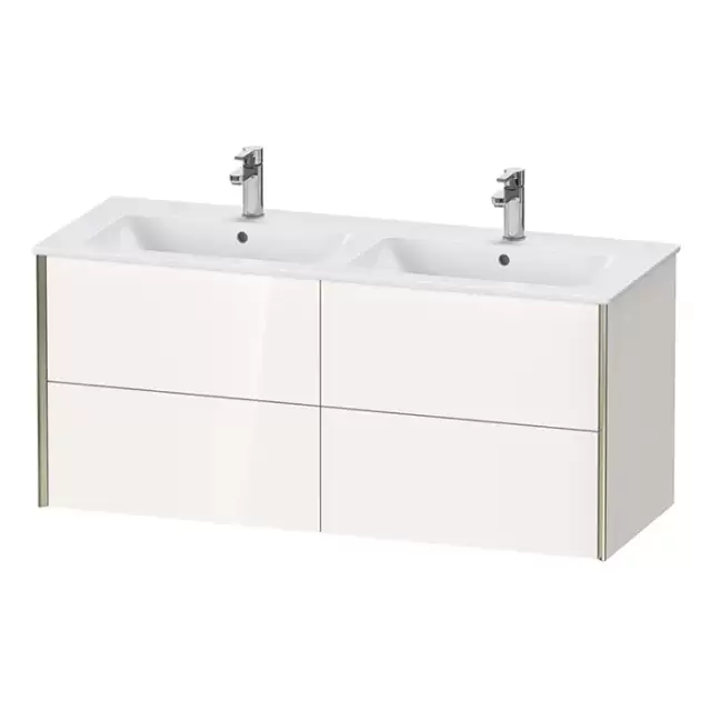 Duravit XViu Тумба подвесная 128x48x56см, с двойной раковиной, 4 ящика, цвет: белый глянцевый/champagne matt
