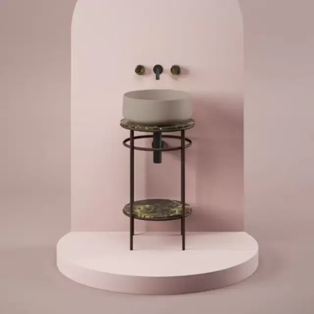 Artceram Vogue Металлическая структура &Oslash;44хh72,5см, напольная, с раковиной, с мраморной столешницей и полочкой, цвет: moka/matera
