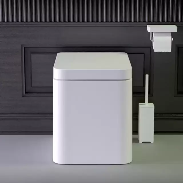 KNIEF Glam Унитаз напольный безободковый 58х39х42 см, с сиденьем микролифт петли хром цвет: белый матовый