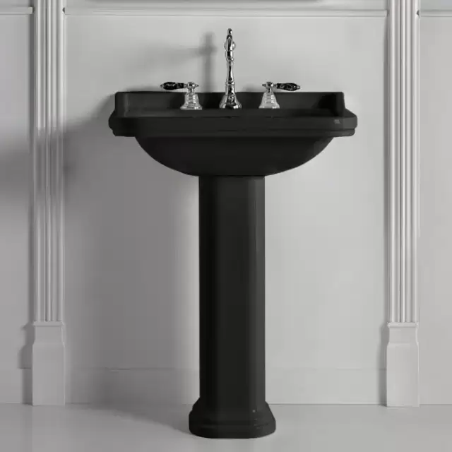 Kerasan Waldorf Раковина 80х55 см, 1 отв., с пьедесталом, керамическая, цвет: черный/хром