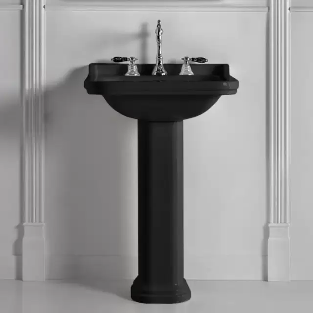 Kerasan Waldorf Раковина 60х55 см, 1 отв., с пьедесталом, керамическая, цвет: черный/хром