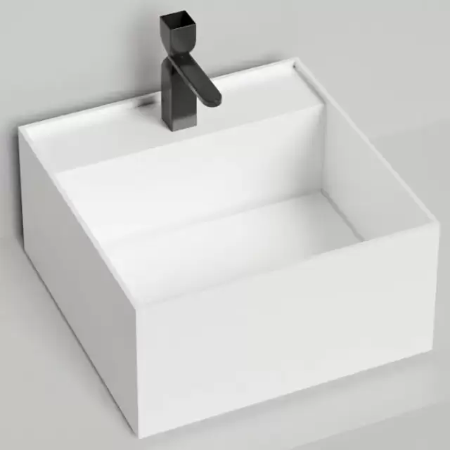 Salini Armonia Square TOP 02 Раковина накладная 45х45х25cм., с 1 отв, мат-л: S-Stone, цвет: белый матовый