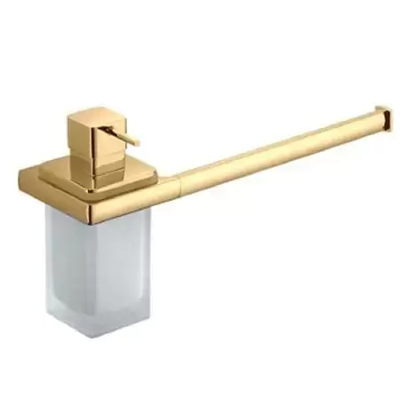 Colombo Lulu Полотенцедержатель 32см с дозатором, цвет: PVD золото/матовое стекло
