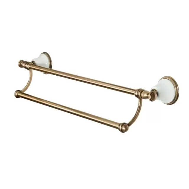 TW Harmony 012, полотенцедержатель двойной 58см, подвесной, цвет: белый/бронза