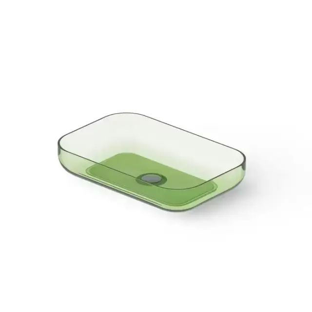 Dea Design Washbasins Раковина 58х38х12см., накладная, без отв., Glasstech, прозрачная смола, цвет: Emerald R3