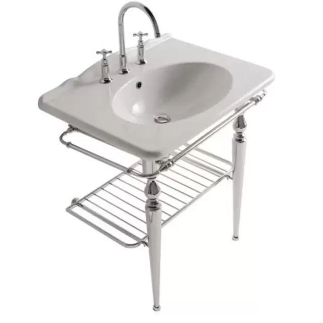 Globo Paestum Консоль напольная 75x53x90см с раковиной на 1 отв, хромированная