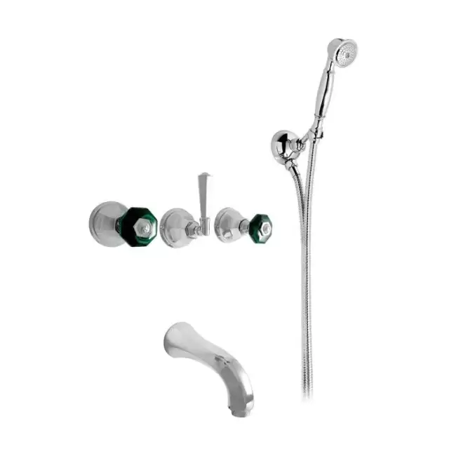 Nicolazzi Teide Chic Смеситель для ванны с 2мя ручками, встроенный, с ручным душем, вкл. внутр часть, излив: 168 мм, цвет: хром