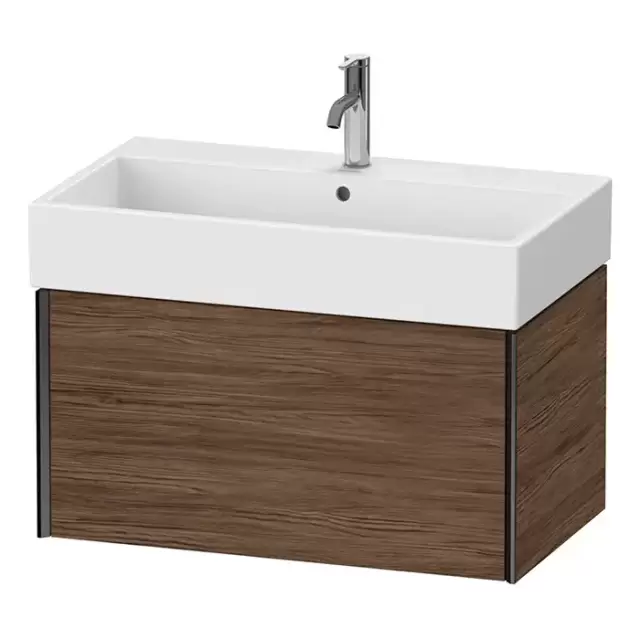 Duravit XViu Тумба подвесная 78.4x45.4x39.7см, с раковиной, 1 ящик, цвет: walnut dark/черный матовый