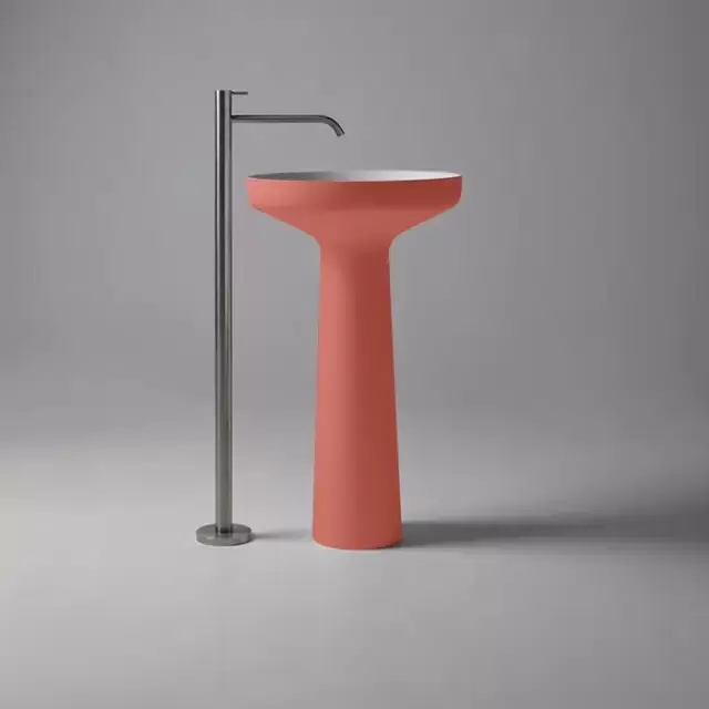 Antonio Lupi Ago Раковина 50х85 см, без отв., напольная, слив в пол, с сифоном, гибким шлангом и донным клапан, Flumood, внешний цвет: Bambola, внутри белый