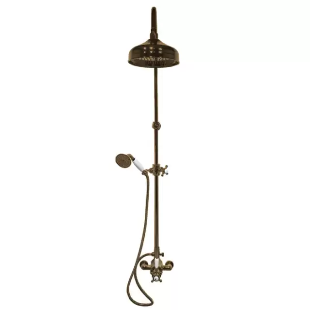 Gattoni PD Душевая колонка с термостатическим смесителем, верхним душем и лейкой, цвет: бронза