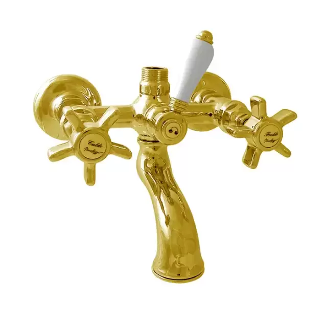 Nicolazzi Dames Anglaises Смеситель для ванны, настенный, с ручным душем, вывод сверху 3/4" (для душ. стойки), цвет: золото