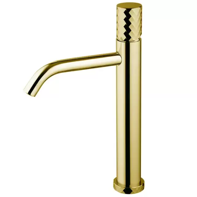 Fima Carlo Frattini Spillo Tech Смеситель для раковины, на 1 отв., высокий, XS, с донным клапаном, цвет: золото