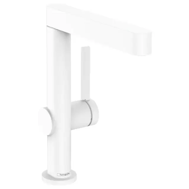 Hansgrohe Finoris Смеситель для раковины, на 1 отв., с поворотным изливом, с донным клапаном, цвет: белый матовый