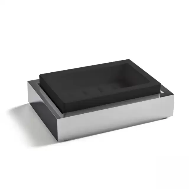 3SC SK 3.0 Мыльница подвесная, композит Solid Surface, цвет: чёрный/хром