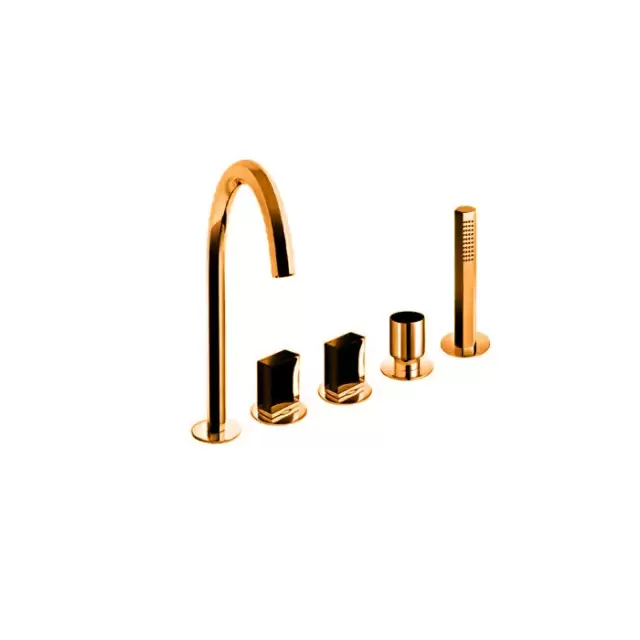 Fantini Venezia Смеситель для ванны, набортный, 5 отв., излив: 175 мм, цвет: Matt Copper PVD