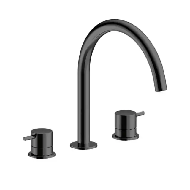 Almar Mixers Смеситель для раковины, 3 отв., без донного клапана, цвет: черный металл брашированный PVD