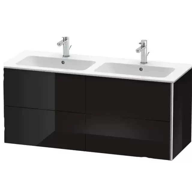 Duravit XSquare Тумба подвесная, 128х47.8х56см, с раковиной и 4 выдв ящиками, цвет: черный глянцевый