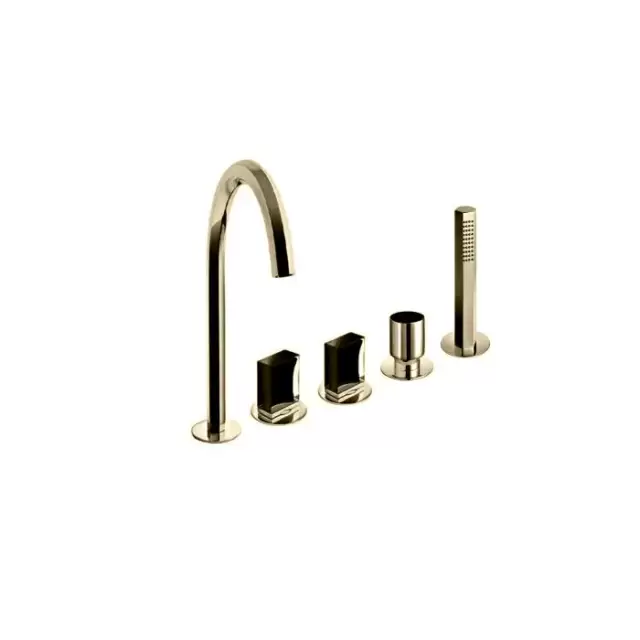 Fantini Venezia Смеситель для ванны, набортный, 5 отв., излив: 175 мм, цвет: золото плюс